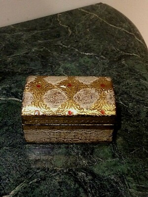 Vintage Italian Florentine Tole Gilt Wood Trinket / Jewelry Box Domed ...