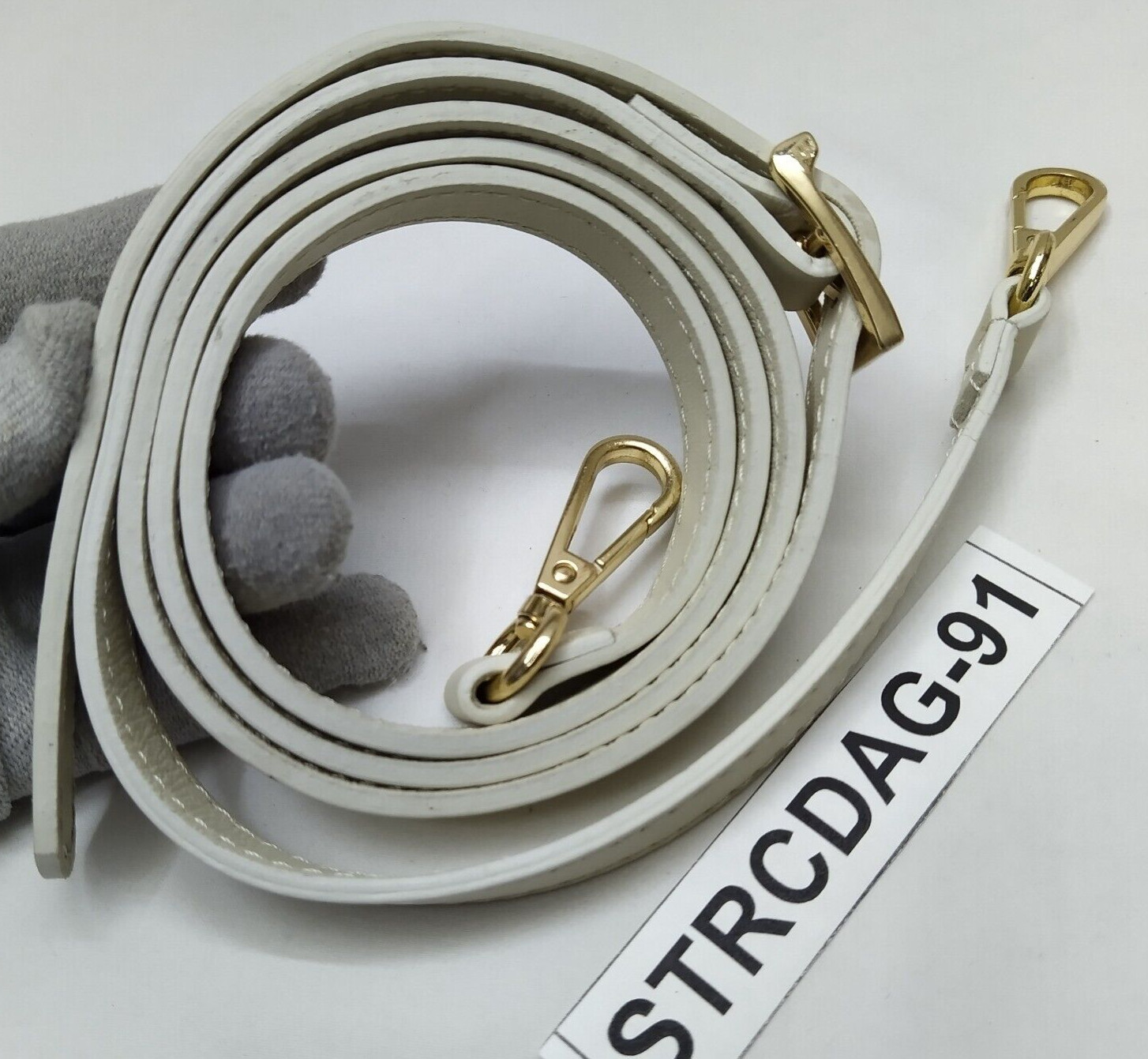 Off-White Leather Replacement Strap W/ Goldtone P… - image 4