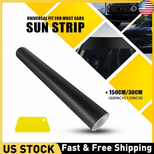 Matte Black Sun Visor Strip Windshield Banner Vinyl Long Lasting Premium Blank