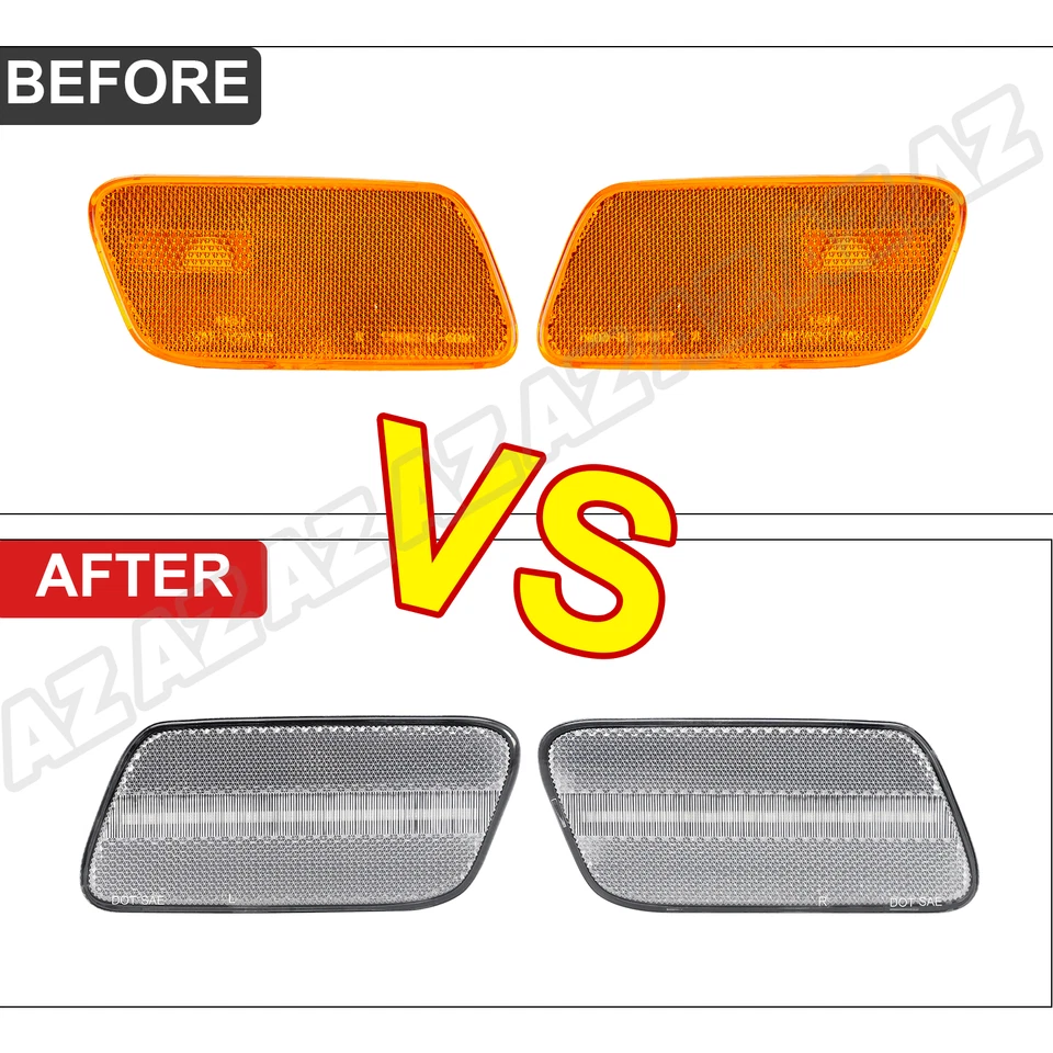 2PC LED Bumper Side Marker Light Lamp Clear For 96-02 Mercedes Benz W210 E-Class — 第 3/4 张图片