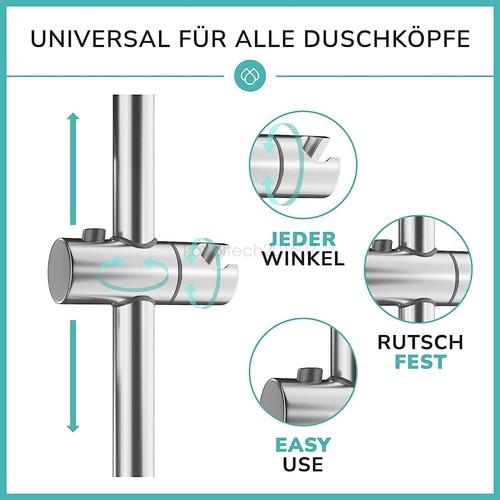 Shower Riser Rail Kit Adjustable Chrome Head Holder Bracket Bathroom Shower Rod - Picture 5 of 13