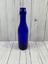 Cobalt Blue Glass Ribbed 10 Faceted Glass Bottle