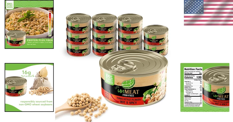 Copos nutritivos estilo atún vegano - 100 % a base de plantas, paquete de 12 calientes y picantes Foto 2 de 4