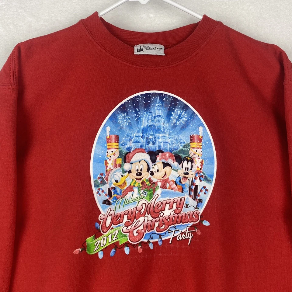 Disney Mickeyys Muy Feliz Navidad Fiesta Sudadera 2012 Extra Grande Juvenil Roja Foto 3 de 4