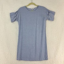 Madewell Dress Womens Small Blue Short Lace Up Sleeve Pullover Casual Summer
