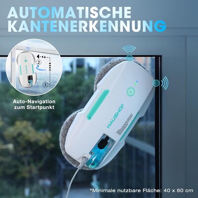 HAUSHOF 3800PA Fensterputzroboter mit Sprühfunktion Intelligenter Navigation