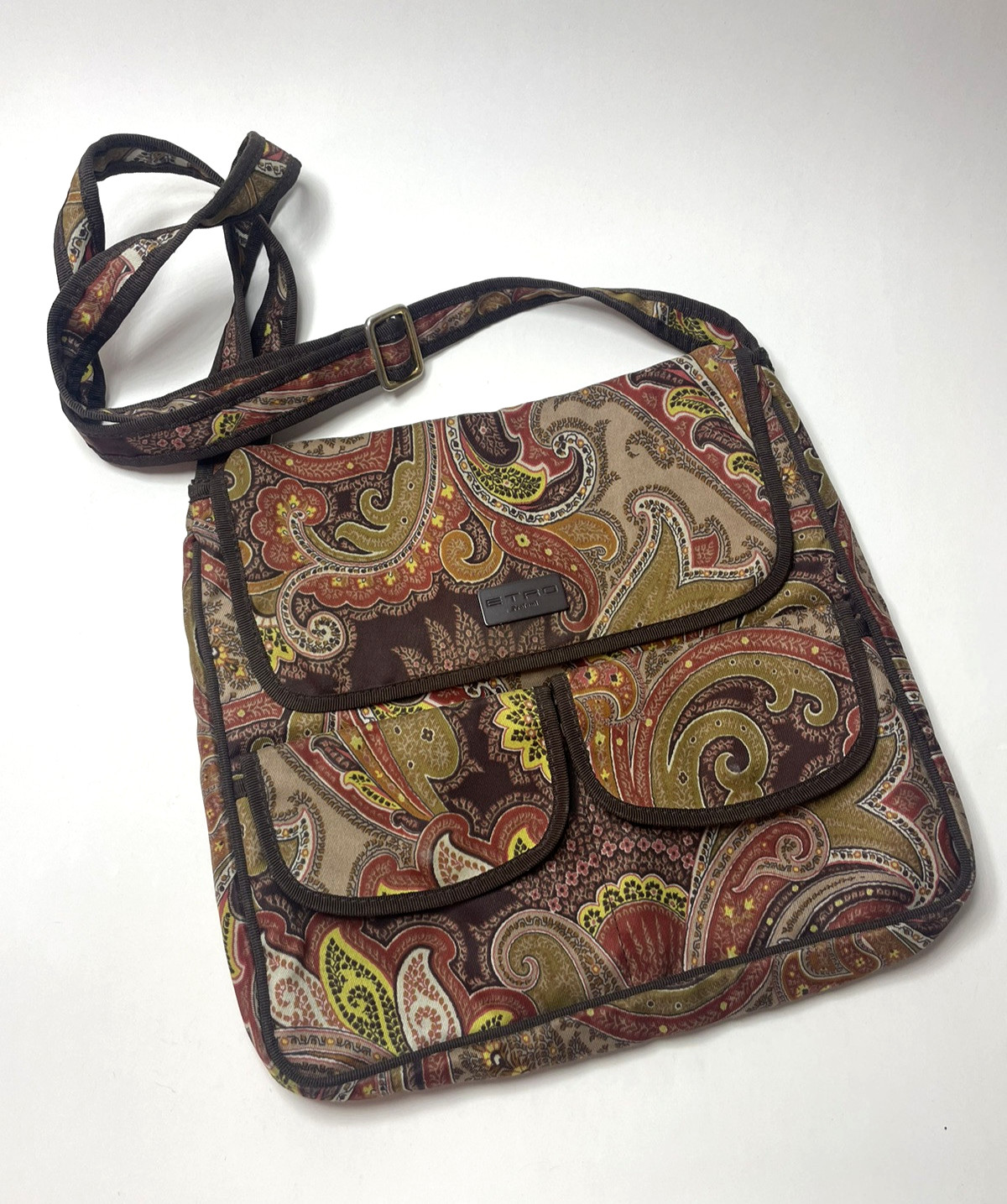 ETRO Profumi Crossbody Bag Paisley Pattern Brown Etro Bag Made in Italy