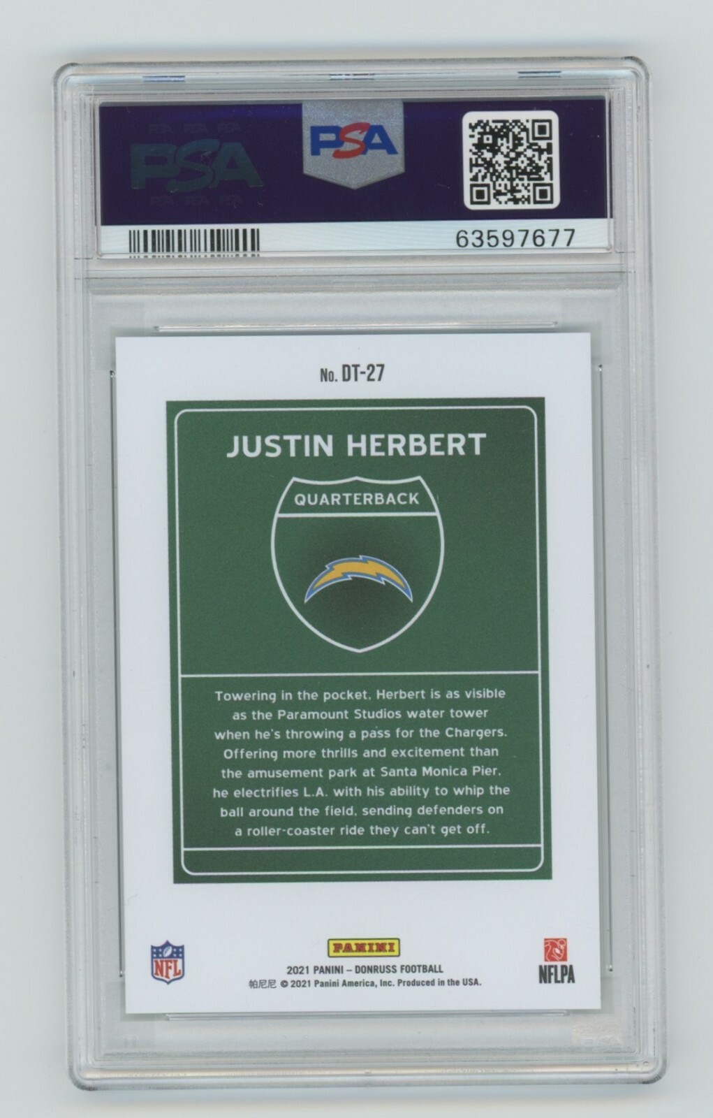 2021 Donruss JUSTIN HERBERT Downtown! PSA 10 Chargers | eBay