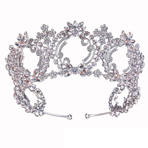 6.5cm Tall Large Wreath Crystal Wedding Bridal Queen Princess Prom Tiara Crown - Picture 7 of 10