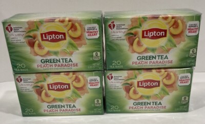 Lipton Green Tea Peach Paradise Set of 4 20 Bags Per Box Expires June 2025 0 Cal