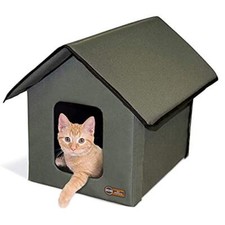 K H Pet Products Outdoor Kitty House, Cat House for Olive/Olive