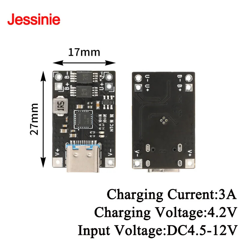 2PCS 5V 3A USB-C LiPo Battery Charger Module with Protection Circuit
