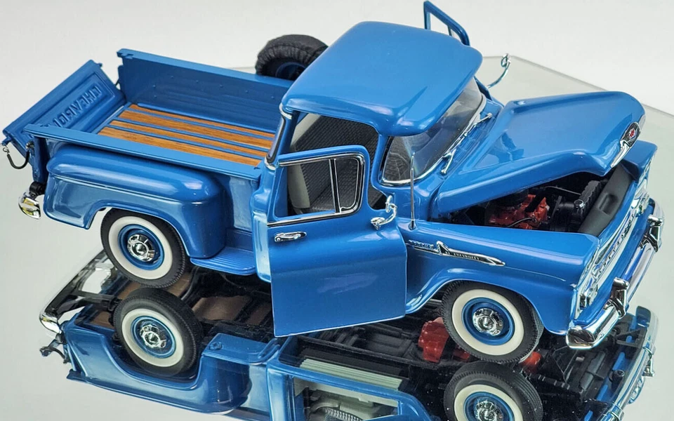 Camioneta Chevy 55 1:24 camioneta Hot Rat Rod 18 carrera 12 azul 57 1955 1957 Foto 4 de 4