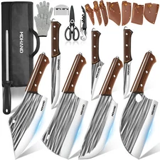 14PCS Handmade HAND FORGED DAMASCUS STEEL CHEF KNIFE Set Kitchen Knives Butcher