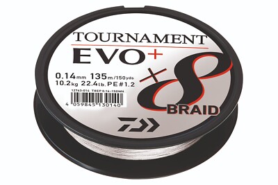 100m Daiwa Tournament X8 Braid EVO+ Weiss 0,14mm - Wunschlänge