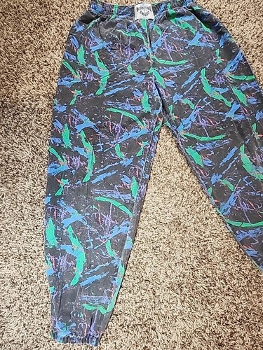 Vintage International BAGGYZ Parachute Gym Pants 80s Color Splash Sz XL USA MADE - Picture 4 of 19