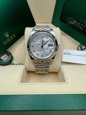 Rolex Datejust 41 2021 Mother of Pearl Diamond Dial Jubilee Fluted Bezel