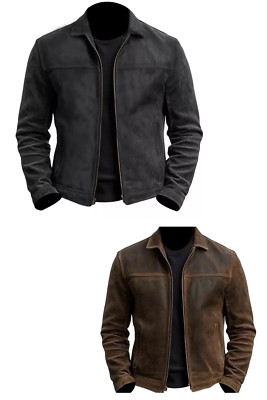 Mens New Vintage Style Cafe Racer Distressed Brown Genuine Leather Jacket