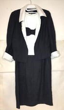 CHANEL 09P BLACK CC LOGO Tweed JACKET SKIRT SUIT DRESS FR 38 Bow 60s style SC2