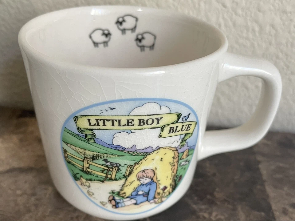 Juego de platos de taza azul para niños Little Boy pastel de barro con caja rima infantil madre ganso Foto 3 de 4