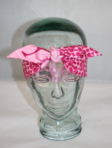Coach Bandeau Pink White Logo Handbag Scarf Headscarf Designer 100% Silk - Picture 13 of 13
