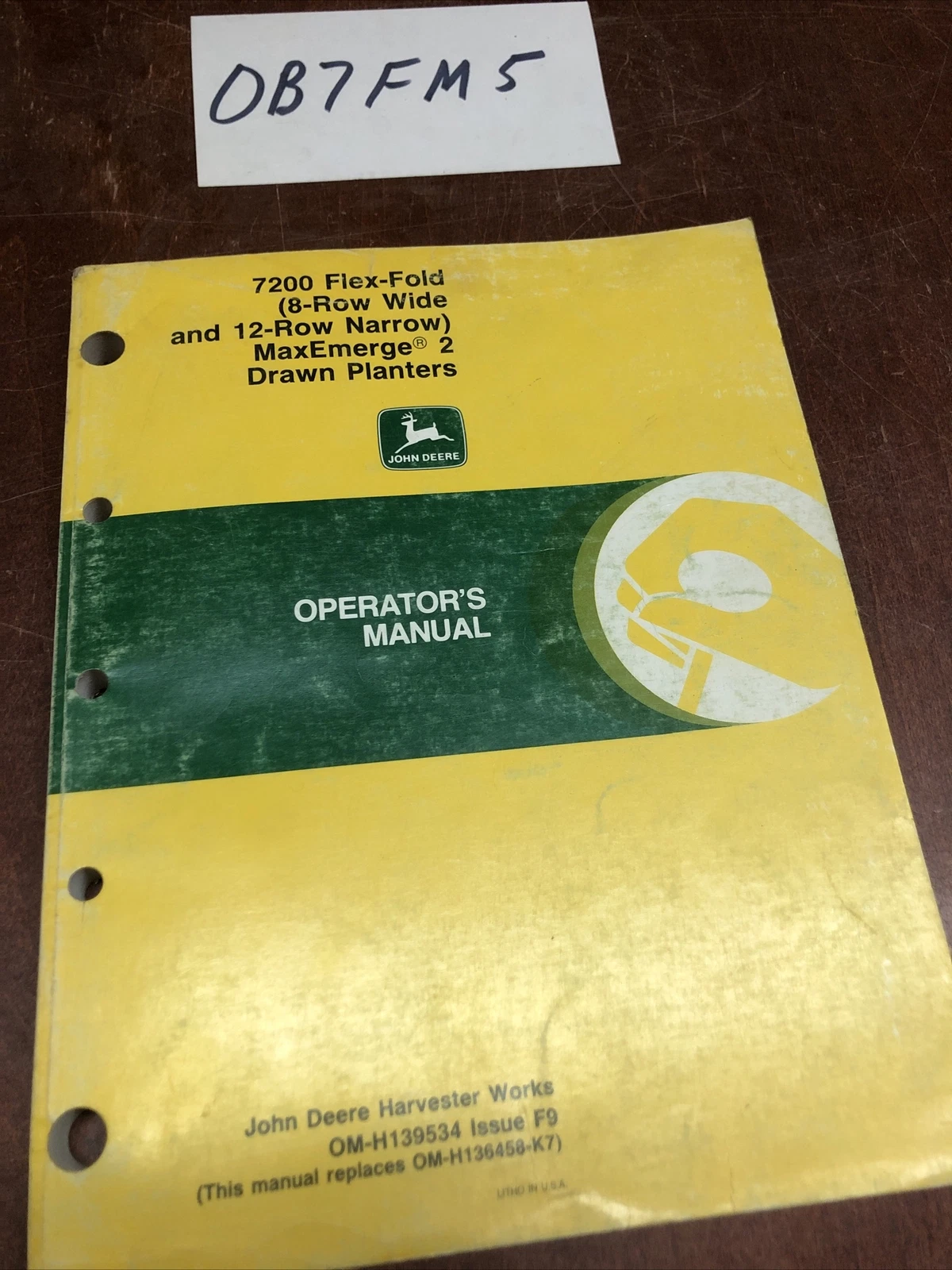 JD 7200 Flex-Fold MaxEmerge 2 Drawn Planter 12RN 8RW Operator's Manual NOS
