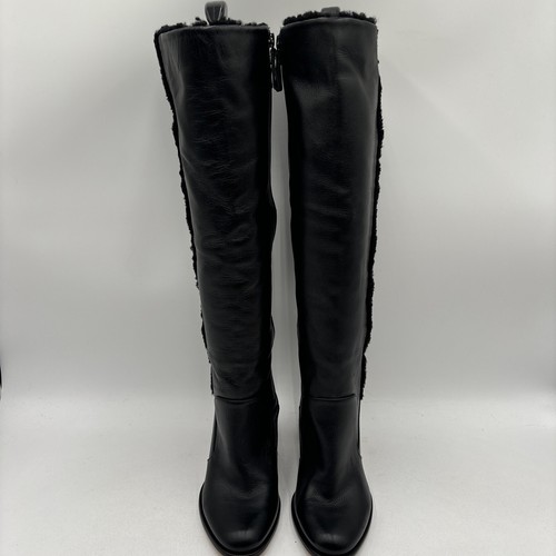 ALEXANDRE BIRMAN Lolita Black Shearling Lined/Leather Knee High Boots, Size 37.5 - Picture 4 of 11