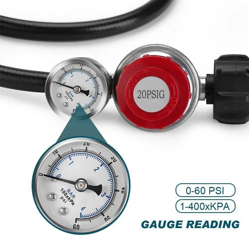 4 ft Propane Regulator and Hose 0-30PSI with PSI Gauge fit Type1 QCC1 Gas Grill - Picture 5 of 14