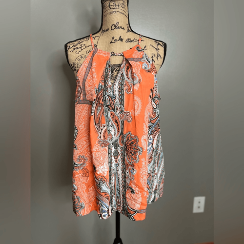 New York & Company paisley blouse xl summer travel bright resort wear cruise