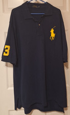 Polo Ralph Lauren Rugby Polo Shirt Men XLT Blue Big Pony 3 Short Sleeve