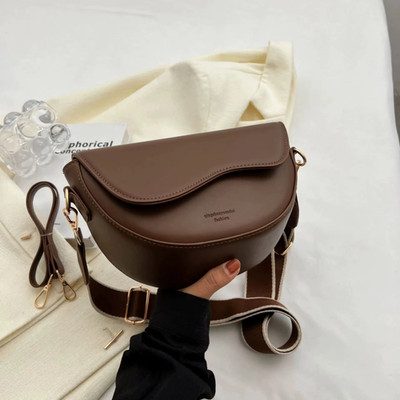 Damen Vintage einfarbig Klappe klein Sattel Schulter Achsel Tasche Mode PU Lea
