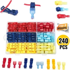 240pcs T-Taps Wire Connectors Quick Splice Terminals Insulated Crimp Cable