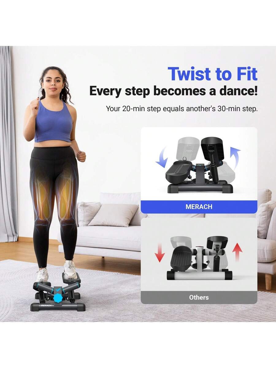Twisting stepper with resistance band, weight capacity 330 lbs