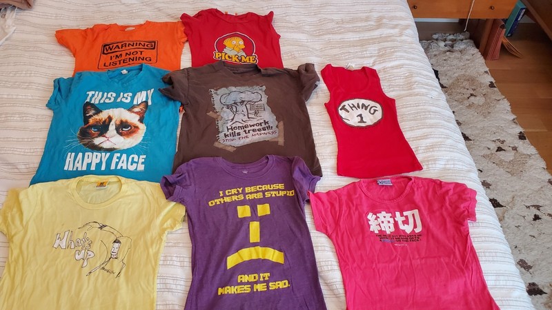 8 pc lot Funny Sarcastic shirts tops t shirts sz 8-10  10-12 b2