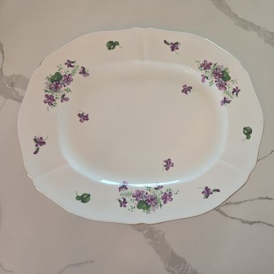 Vintage Adderley Purple Floral VIOLET #H389 13.5'' Oval Serving Platter, England