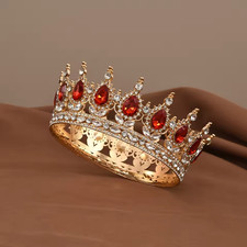 Luxury Baroque Full Crown Tiara Crystal Queen Princess Bridal Wedding Headpiece