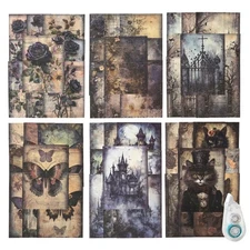 180Pcs Dark Fantasy Scrapbook , Vintage Gothic Journal Ephemera Pack, Junk Jo...