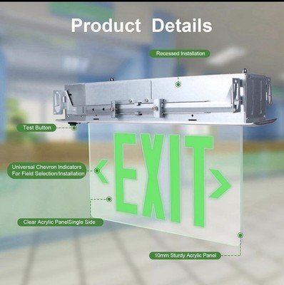 Emergency Exit Sign Double Face Mirrored LED Edge-Lit Exit Sign