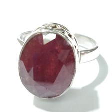 Natural Ruby Faceted Gemstone 925 Sterling Silver Handmade Ring, Gift For Her