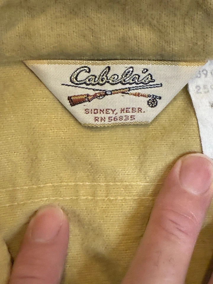 Vintage 90s Cabela’s Men’s Long Sleeve Yellow 100% Cotton Made In The USA SZ M - Image 4 of 4