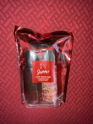 Victoria's Secret PURE SEDUCTION I Love Shimmer Fragrance Mist 2.5 Oz Gift Set 