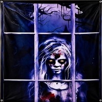 Halloween Fensterbilder Horror Deko Stoff 80 X 120 Cm FüR Grusel AtmosphäRe