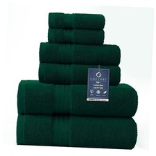 Bath Towel Set 6Pcs, Turkish Cotton Hotel Soft 6 Piece Towel Set Dark Green