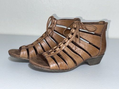 Rockport Cobb Hill “Gabby” Tan Brown Nubuck Leather Gladiator Sandals 8.5