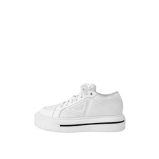 Prada Women Macro Triangle Logo Nylon Leather Low Top Sneaker White 38 139211403