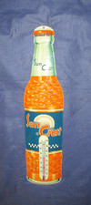 Vintage SUN CREST Orange Soda Thermometer Tin Sign Embossed Die Cut ~ LQQK ~ WOW