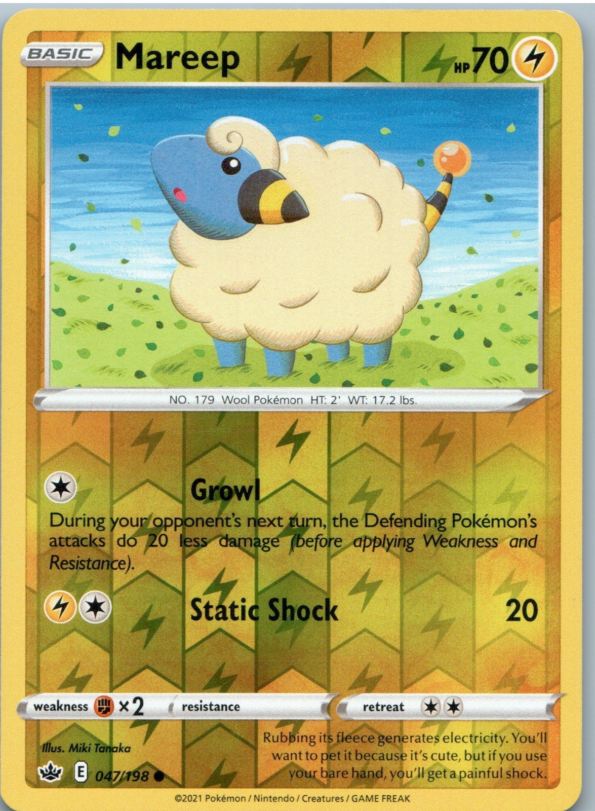 Mareep 047/198 Common Chilling Reign Pokemon Reverse Holo Lightly Played