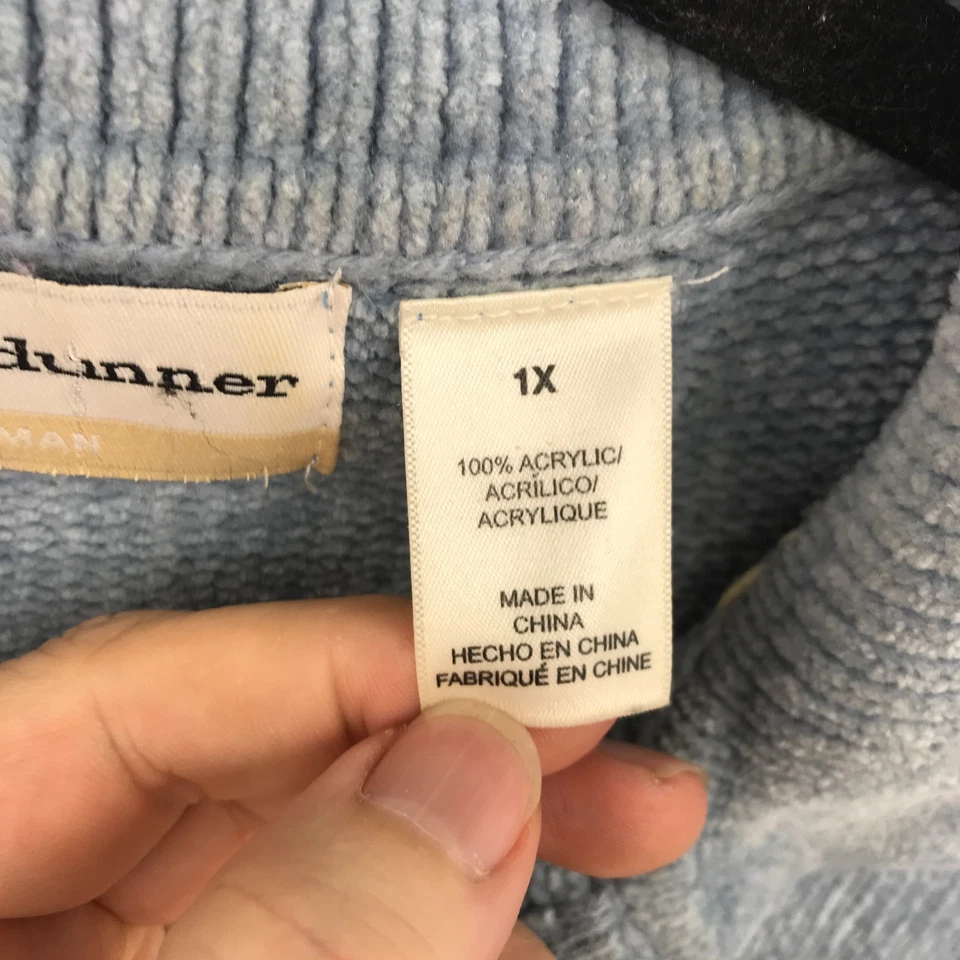 Suéter Alfred Dunner Top Mujer 1X Azul Bordado Manga Larga Cuello en V Cremallera * Foto 3 de 4