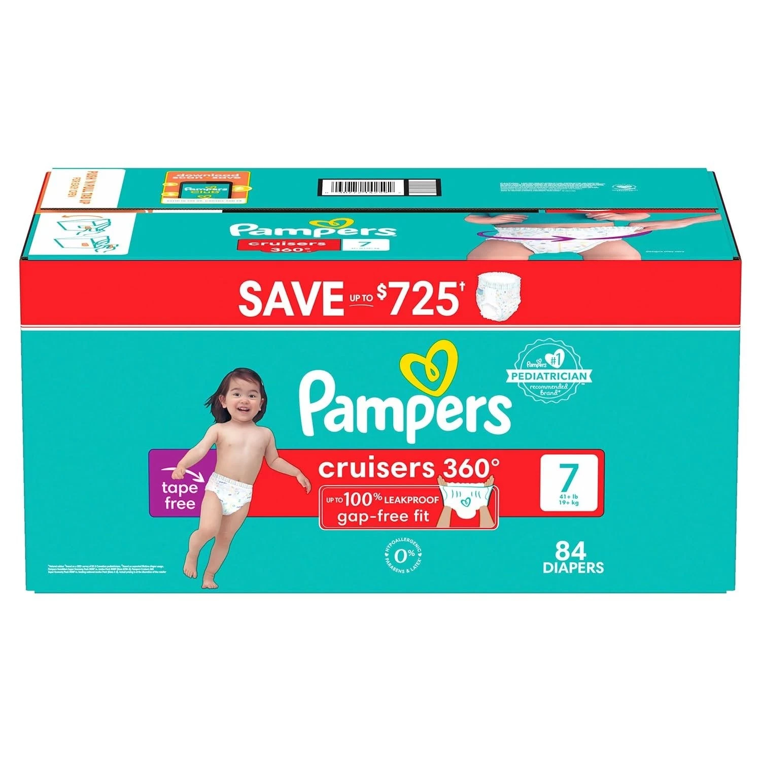 Pampers Cruisers 360 Diapers Gap-Free Fit, Size 7 (41+ Pounds), 84 Count
Opens in a new window or ta