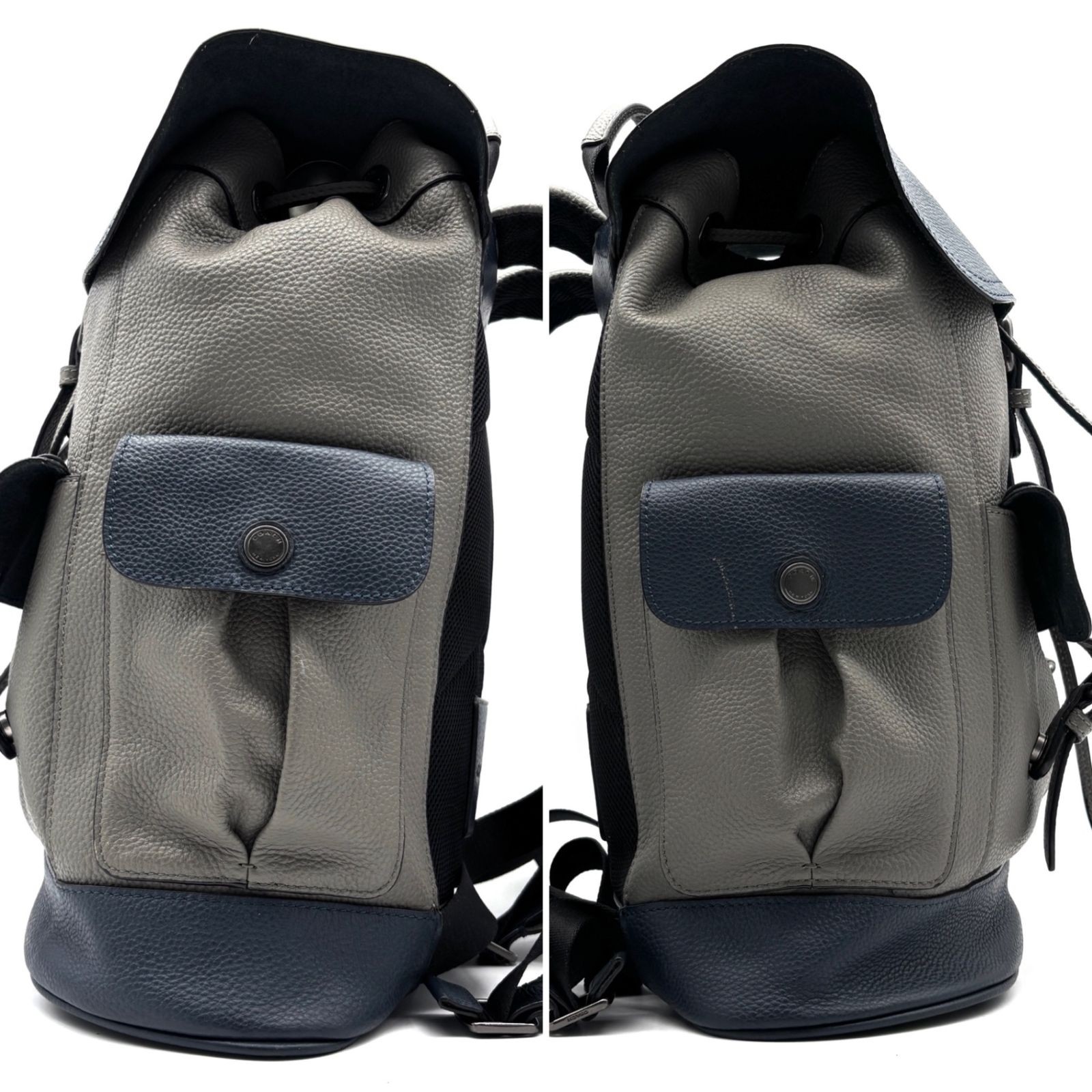 Coach Hudson Backpack Leather Bicolor Gray Navy Large… - Gem
